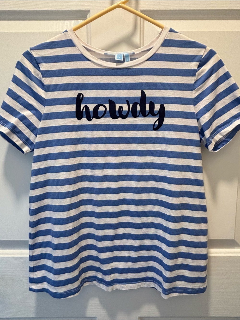 Blue & White Striped "Howdy" Tee
